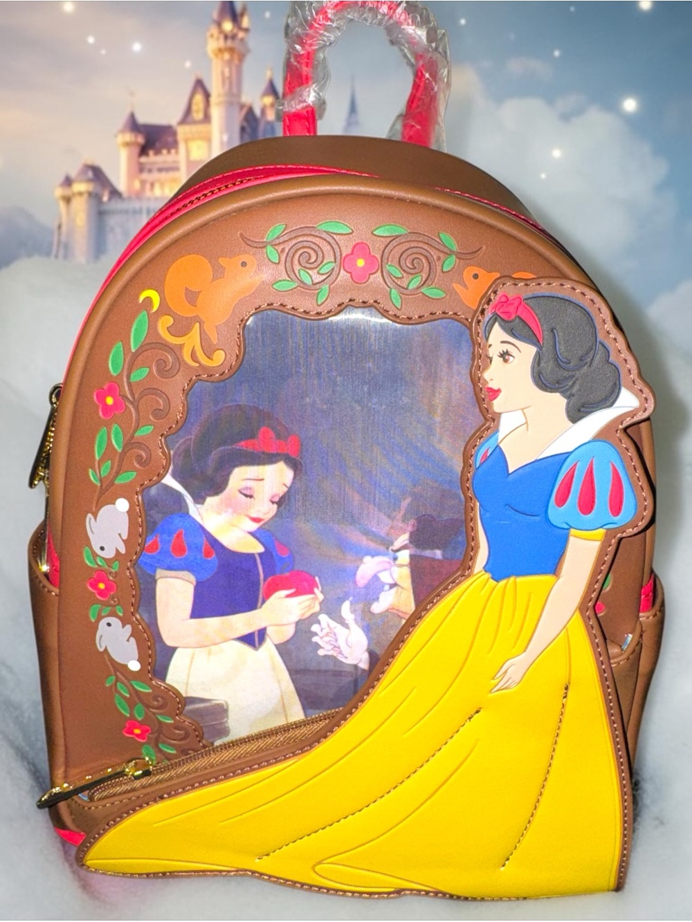 Loungefly Disney Snow White Lenticular Brown & Yellow Mini Backpack